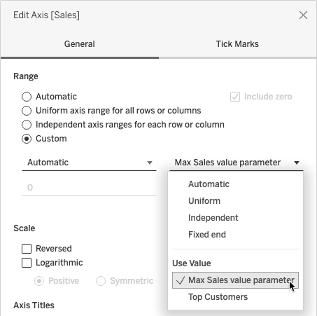 Tableau dynamic axis